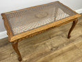 Coffee Table Vintage French Style Oak Carved Glass Top Side Table LOT 63104