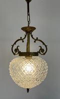 Ceiling Lamp Vintage Style Brass and Pressed Crystal Pendant Chandelier LOT 52531