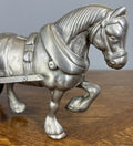Figurine Horse Cart Vintage Style Metal Horse Drawn Wagon Sculpture LOT 46784