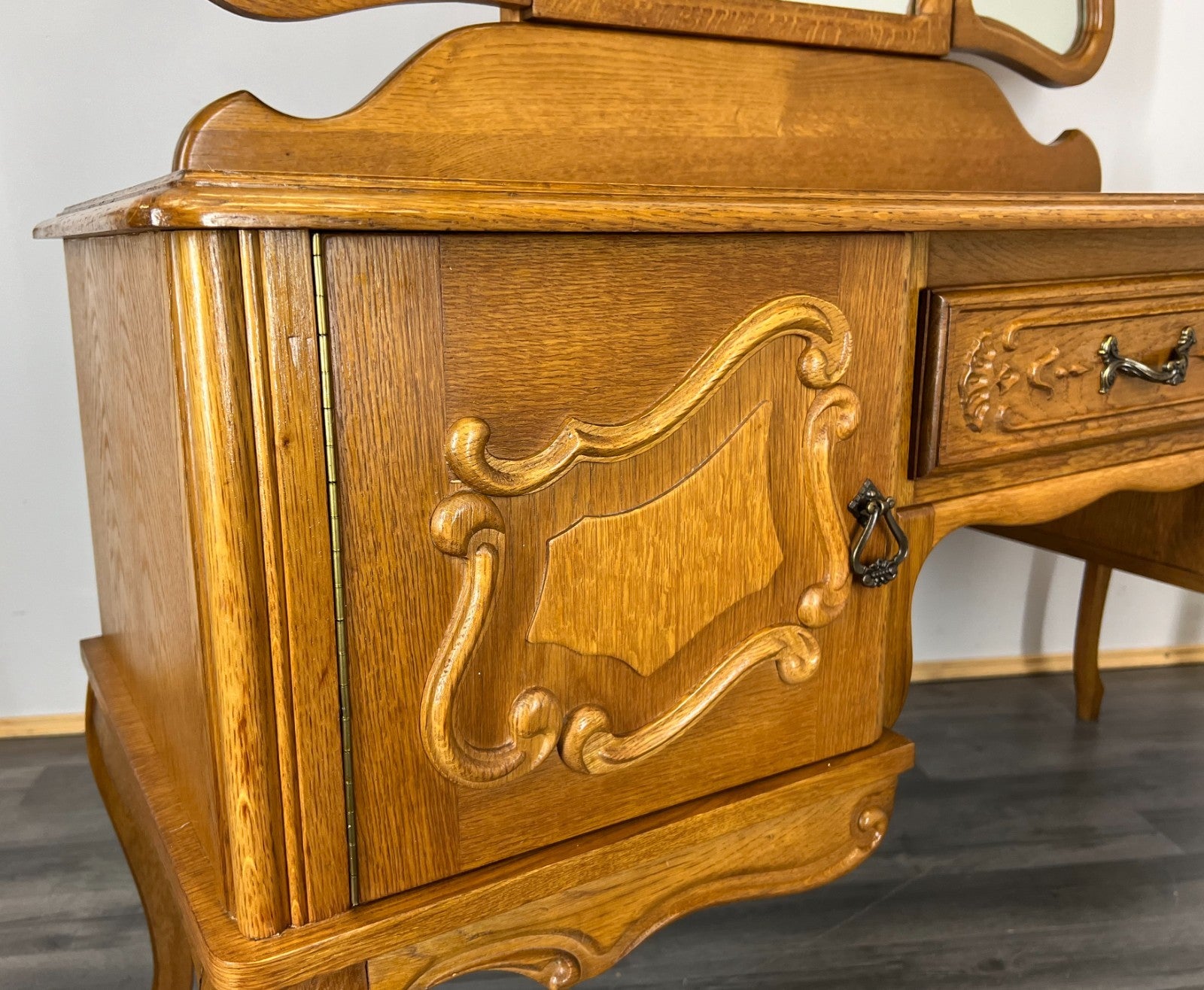 Dressing Table with Mirror Vintage French Oak Louis Vanity Table Makeup LOT 31973