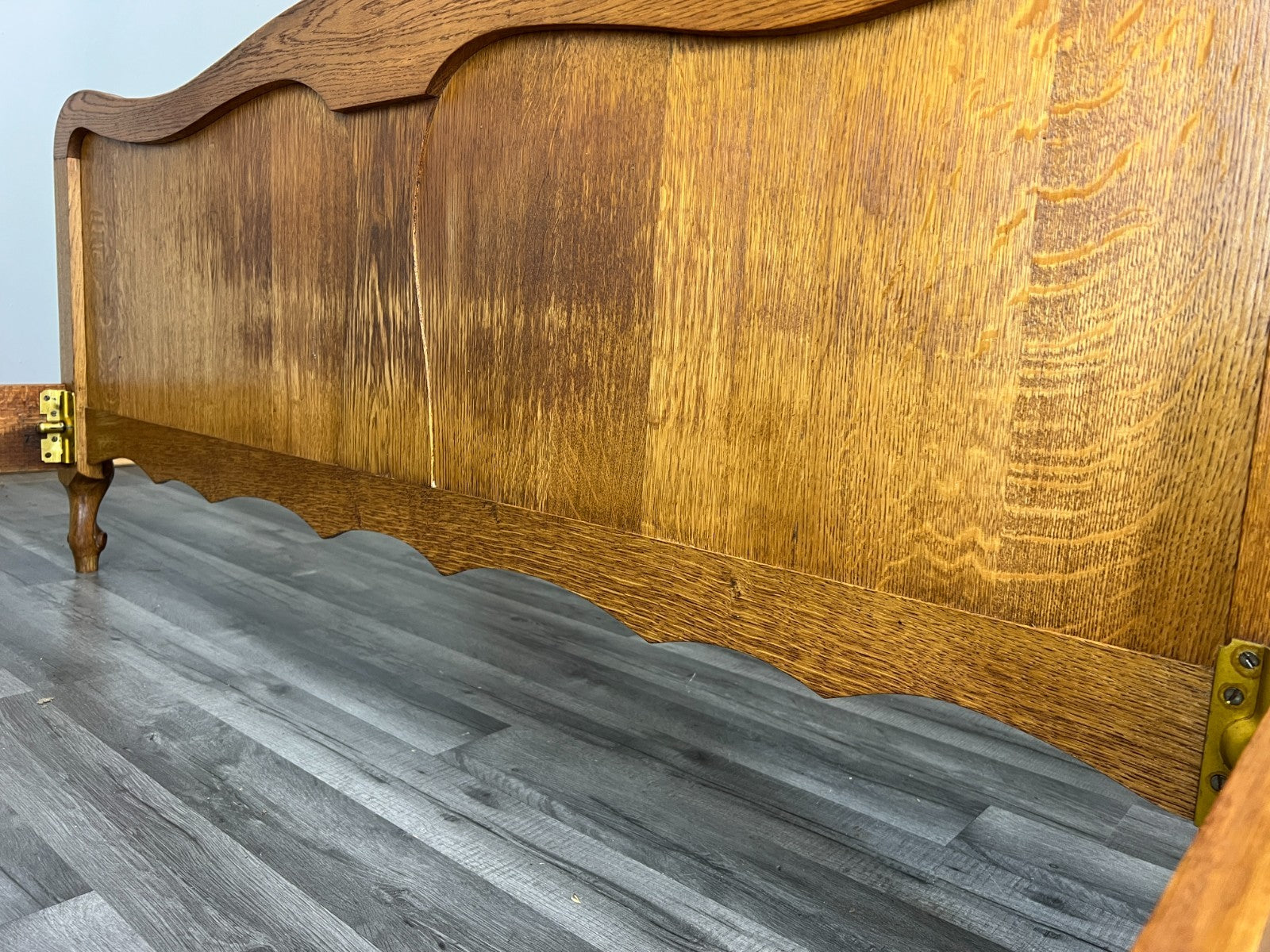 Bed Vintage French Louis XVI Double Bed Frame Oak Carved Headboard LOT 46139