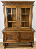 Bookcase Vintage French Oak Glazed Display Cabinet Carved Sideboard LOT 62570