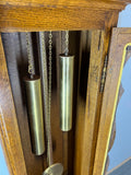 Clock Vintage French Louis Oak Longcase Grandfather Brass Dial Weights LOT 44707