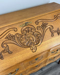 Secretaire Writing Desk Vintage French Louis Oak Rare Bureaux Cabinet LOT 44883