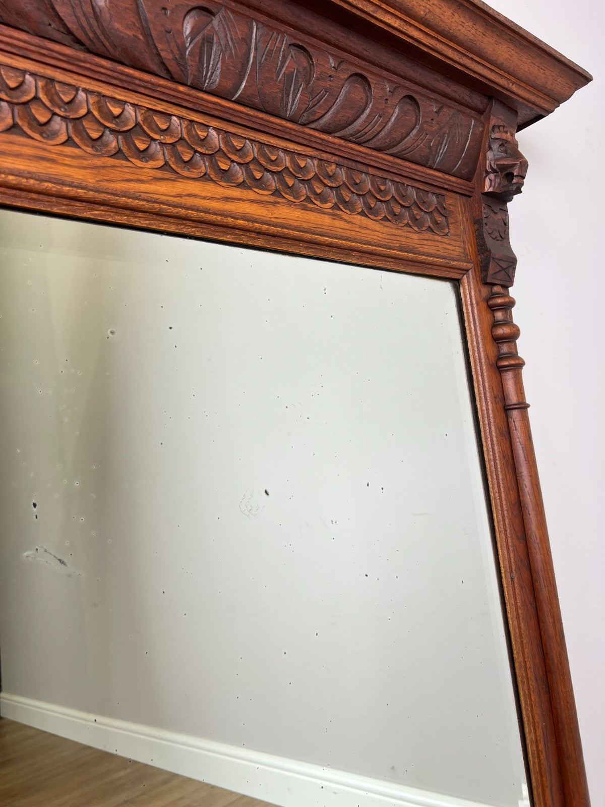 Mirror Antique French Oak Wall Mirror Home Decor Carved Wall Frame LOT 636910