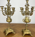 Pair of Candelabras Vintage French Style 5 Arm Ornate Candle Holders LOT 60701