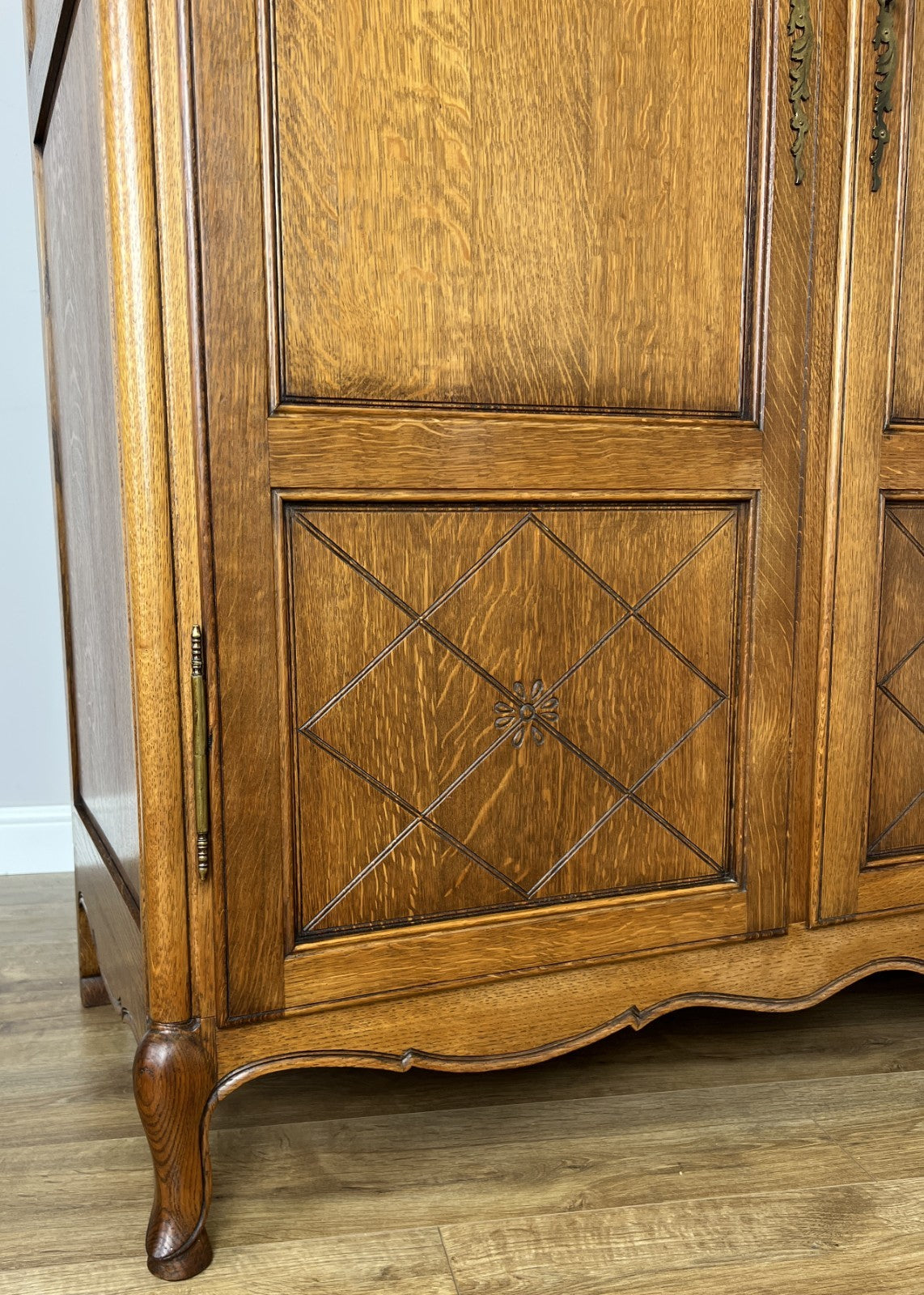 Wardrobe Vintage French Louis XVI Style Three Door Oak Carved Armoire LOT 64587