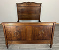 Bed Antique French Style Double Bed Wood Frame Carved Headboard LOT 32390