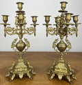 Pair of Candelabras Vintage French Style 5 Arm Ornate Candle Holders LOT 60601