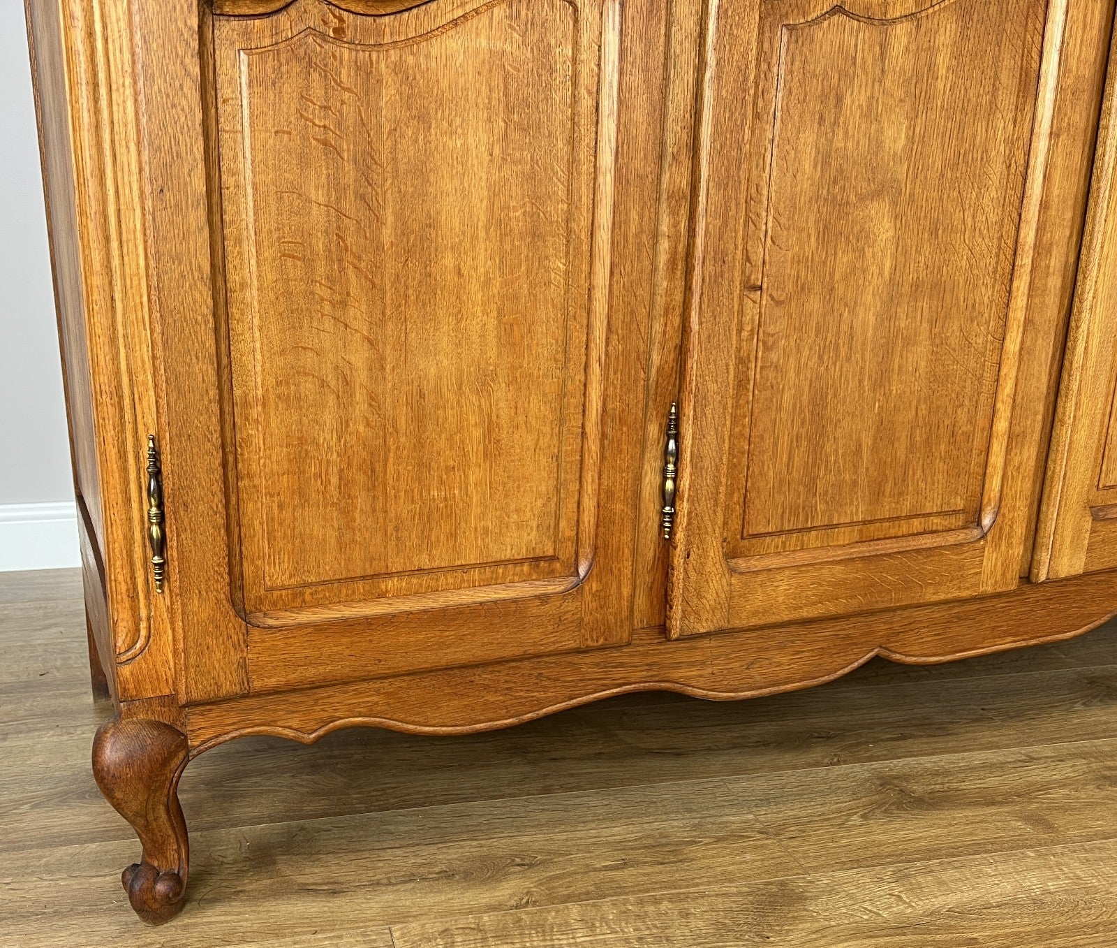 Wardrobe Vintage French Louis XVI Style Oak Four Door Carved Armoire LOT 49796
