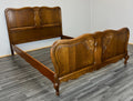 Bed Vintage French Louis XVI Style Oak Double Frame Carved Headboard LOT 27581