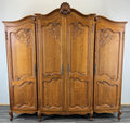 Wardrobe Vintage French Louis XVI Style Oak Four Door Armoire LOT 48150