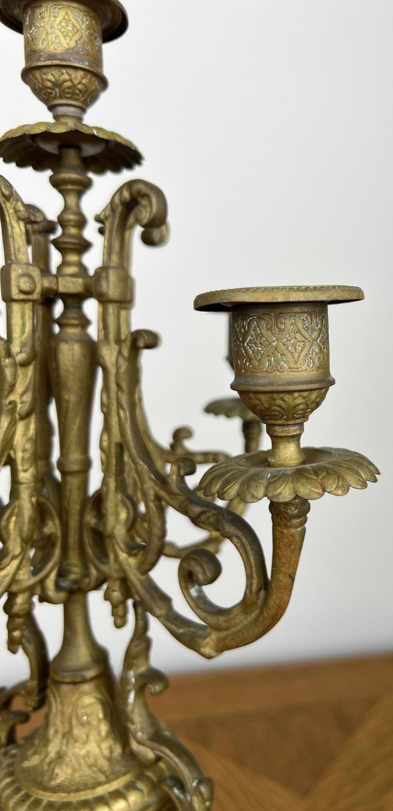 Pair of Candelabras Vintage French Style 5 Arm Ornate Candle Holders LOT 60705