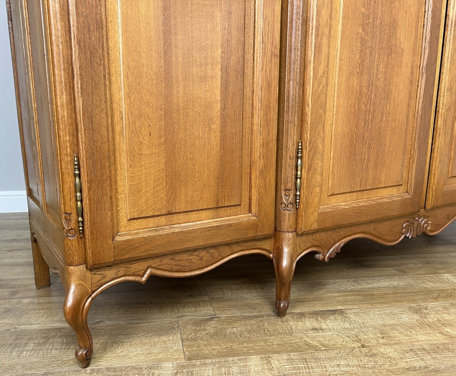 Wardrobe Vintage French Louis XVI Style Four Door Oak Carved Armoire LOT 49306