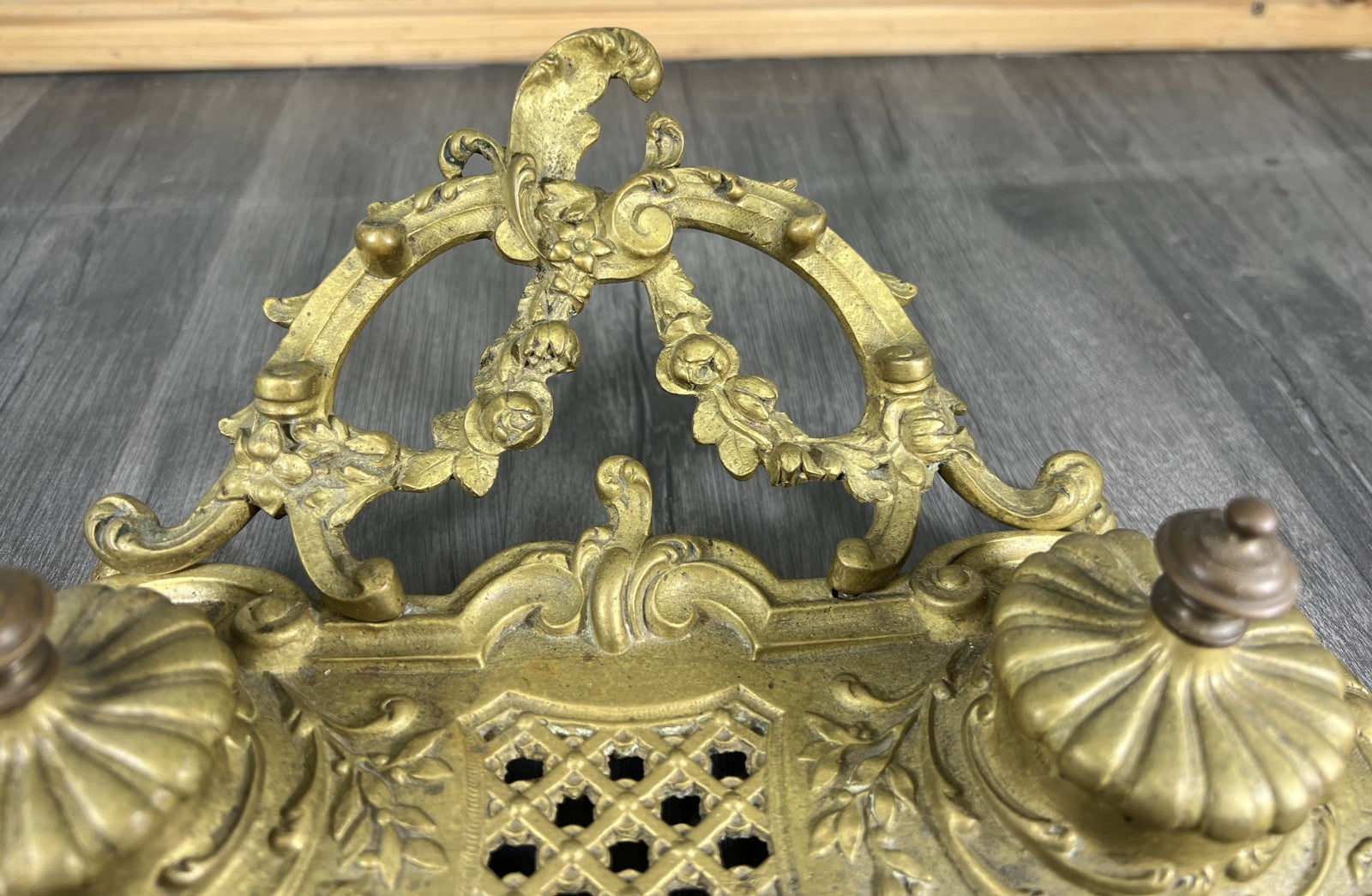 Inkwell Set Vintage French Brass Ornate Desk Stand Accessory LOT 46814