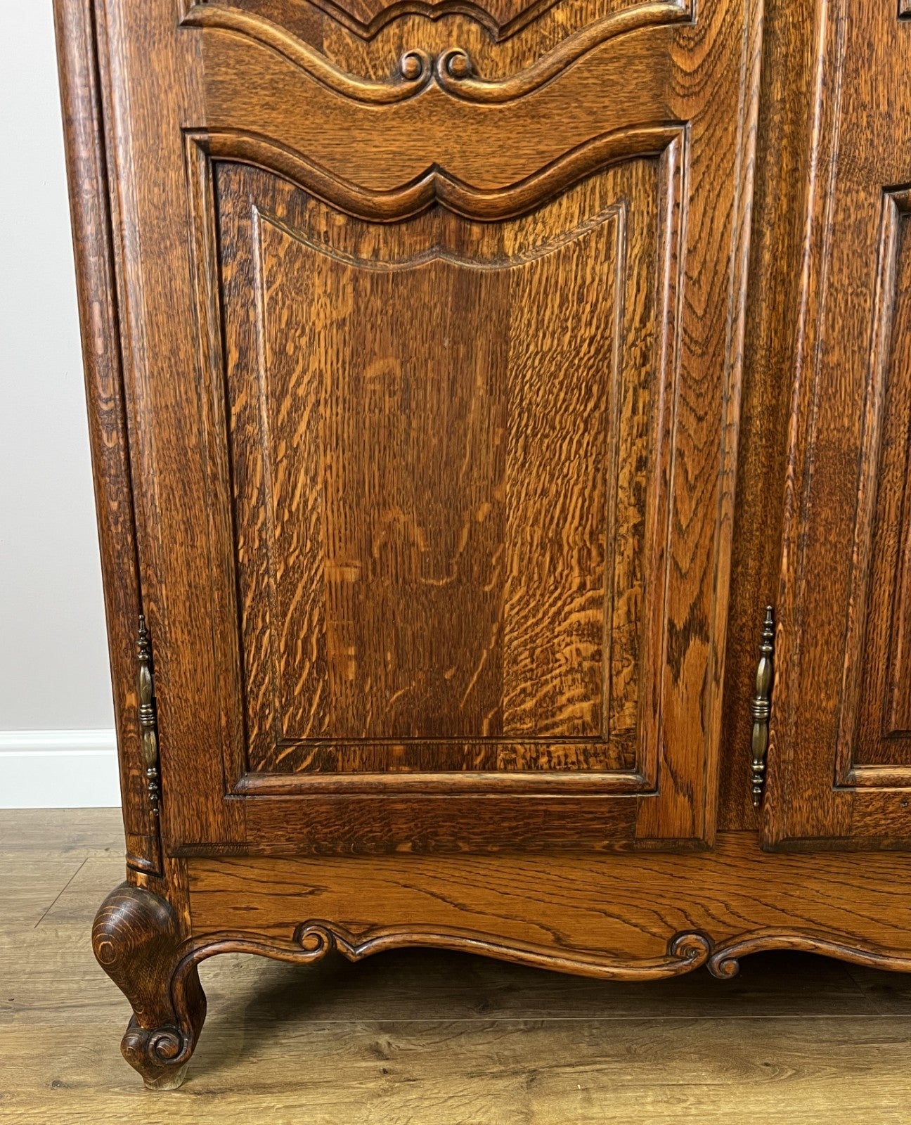 Wardrobe Vintage French Louis XVI Style Oak Four Door Carved Armoire LOT 48278
