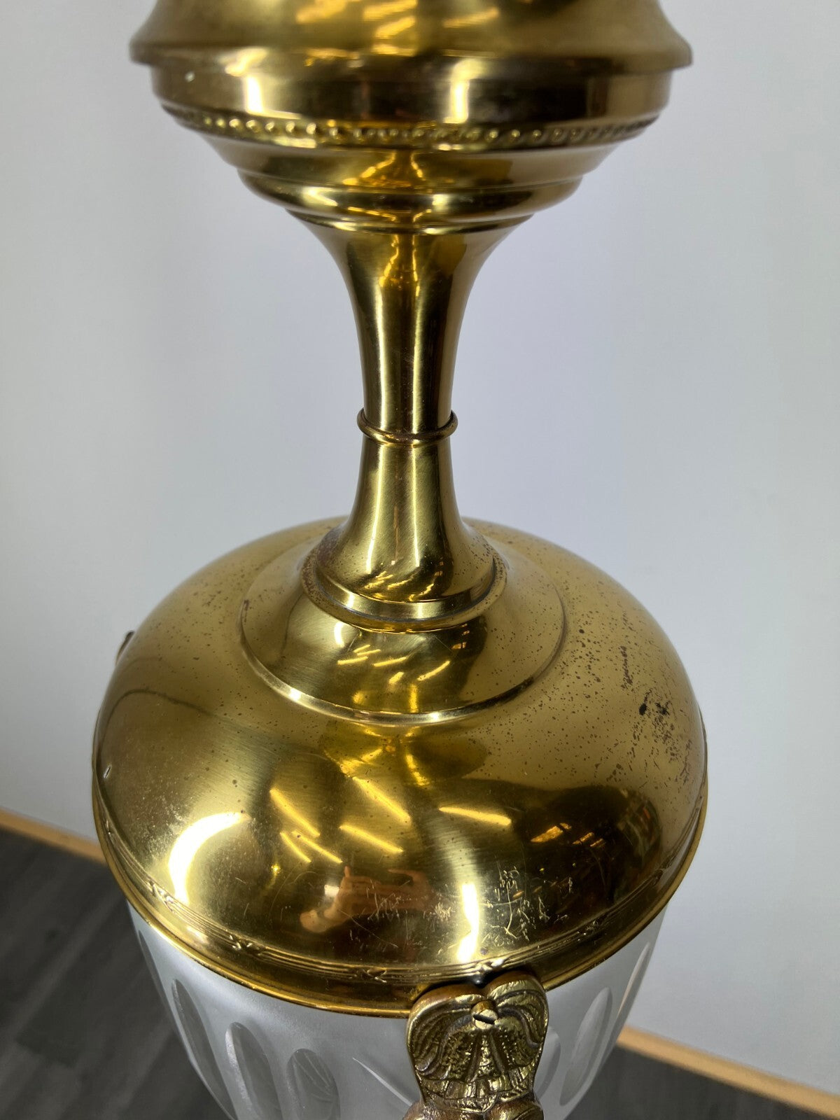Ceiling Lamp Vintage Brass Pendant Chandelier Frosted Glass Light LOT 52559