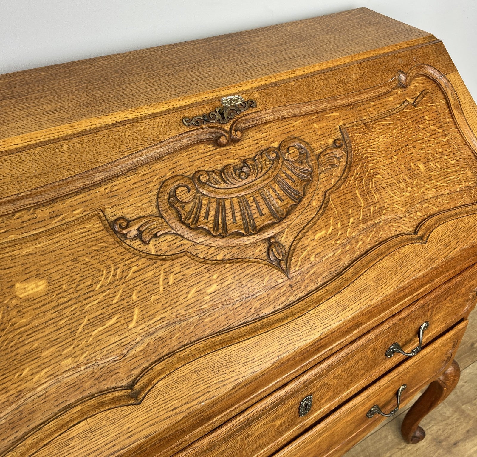 Secretaire Writing Desk Vintage French Louis Oak Rare Bureaux Cabinet LOT 63198
