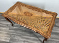 Coffee Table Vintage French Louis XV Cane Top Oak Carved Table LOT 38612