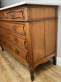 Chest of Drawers Antique French Oak Marble Top 5 Drawers Carved Cabinet LOT 62798