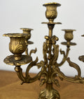 Candelabras Vintage French Brass Pair Ornate 5 Arm Candle Holders LOT 60445