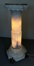 Pedestal Lamp Vintage French Style Alabaster Brass Lighting LOT 50875