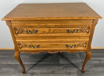 Chest of Drawers Vintage French Louis Oak 2 Drawers Ornate Cabinet LOT 44380