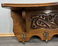 French Vintage Style Coat Rack Oak 6 Hooks Ornate Wall Shelf Coat LOT 47286