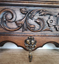 French Vintage Coat Rack Oak 5 Hooks Wall Shelf Carved Coat Hanger LOT 49986