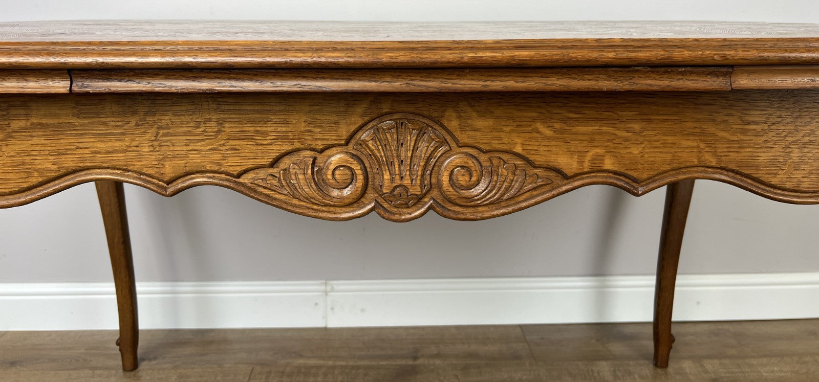 Dining Table Vintage French Louis XVI Carved Oak Extendable Table LOT 63568