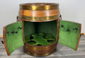 Drink Cabinet Vintage French Style Oak Brass Trim Barrel Carved Storage LOT 390010