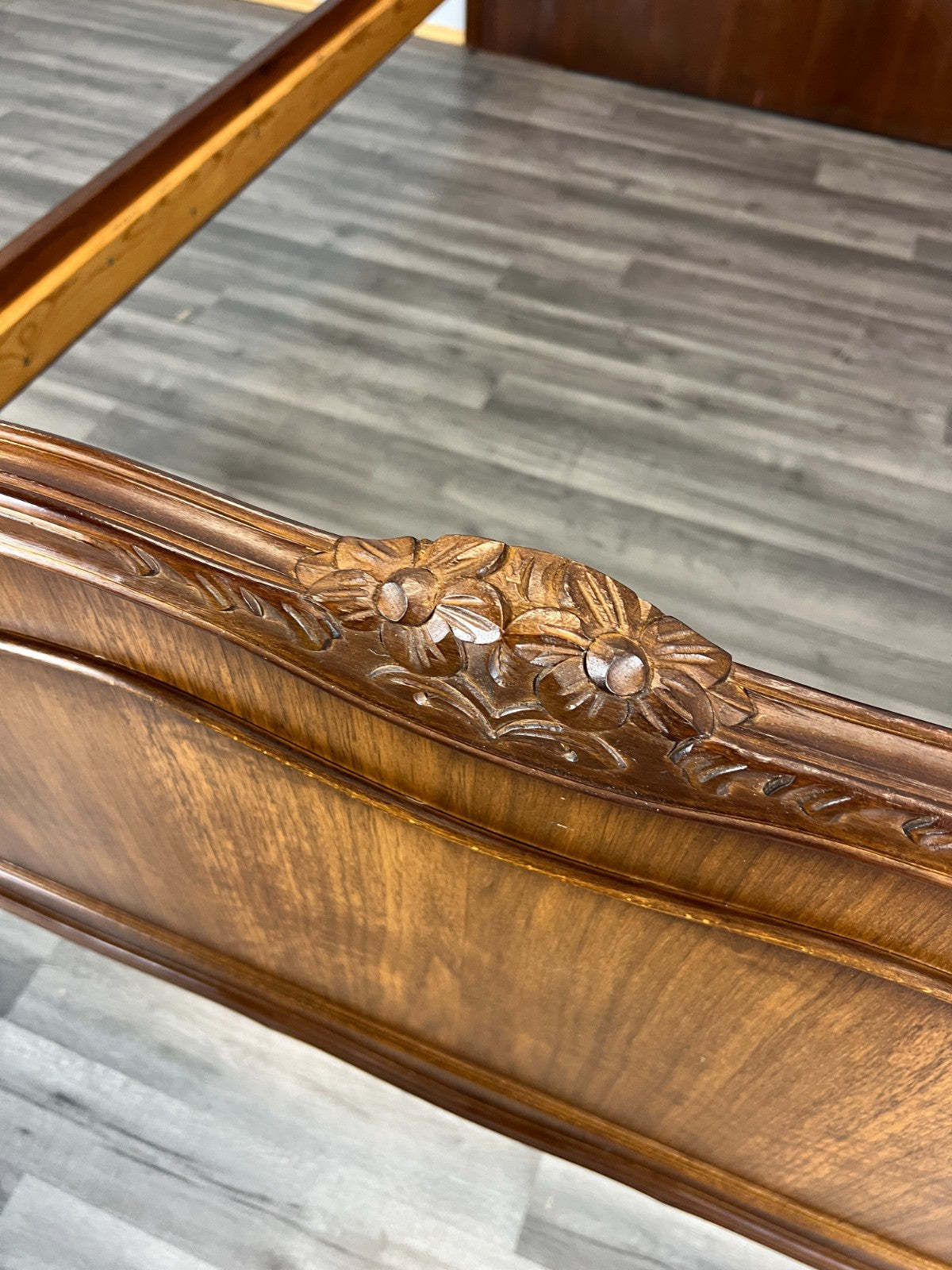 Bed Frame Vintage French Louis XVI Style  King Size Carved Panel LOT 40953