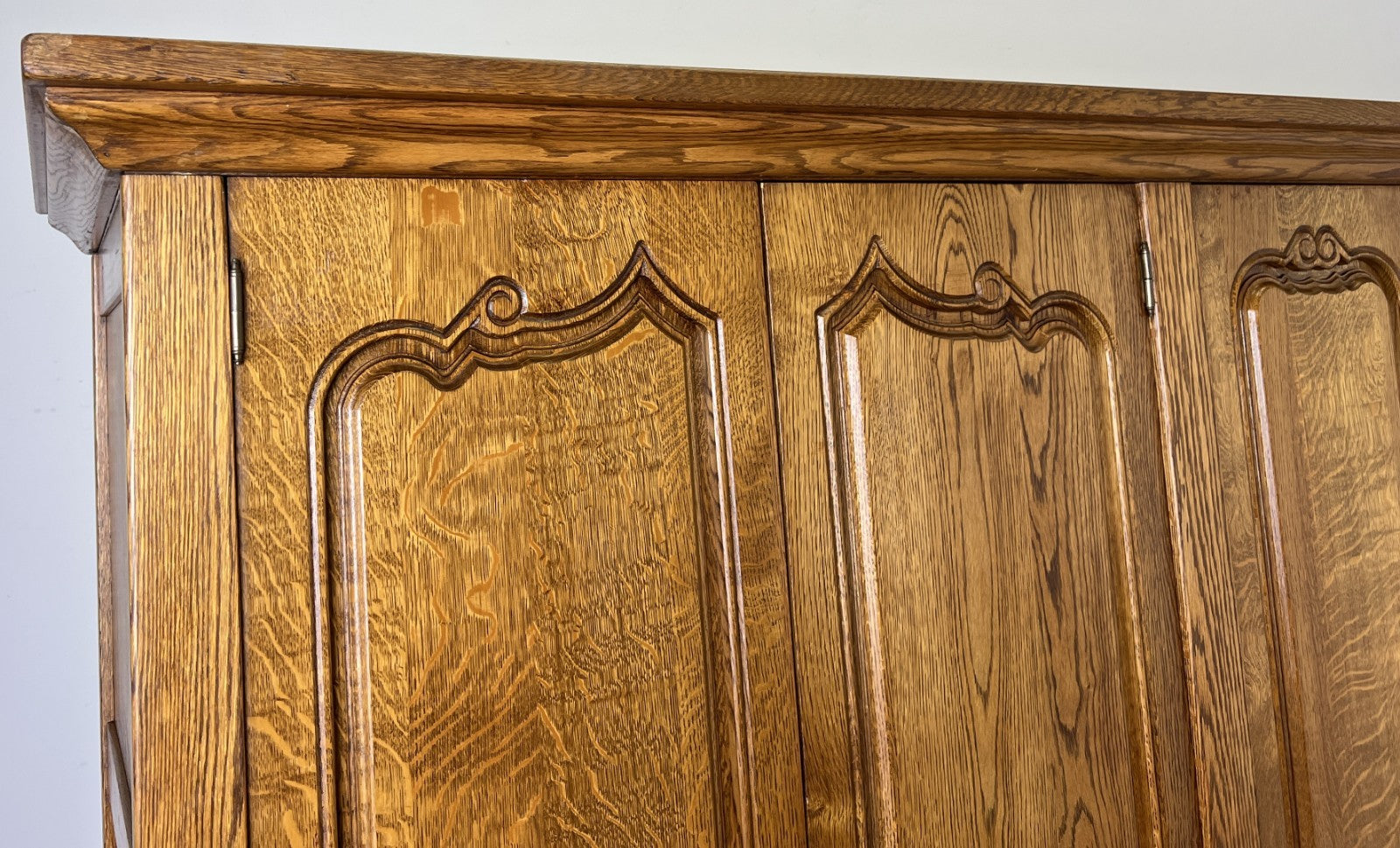 Wardrobe Vintage French Style Oak Five Door Carved Armoire Cabinet LOT 61113