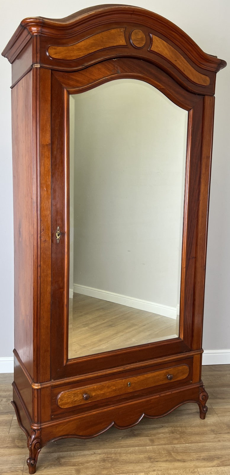 Wardrobe Antique French Style Mahogany Mirrored Carved Armoire Cabinet LOT 61572