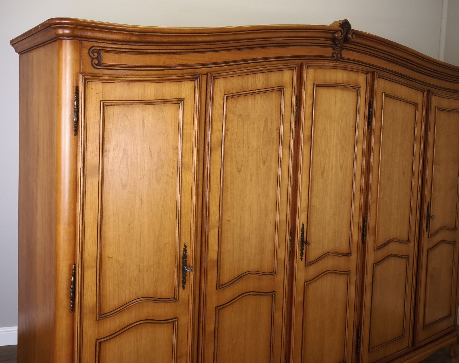 Wardrobe Vintage French Louis XVI Style Five Door Carved Armoire LOT 49902