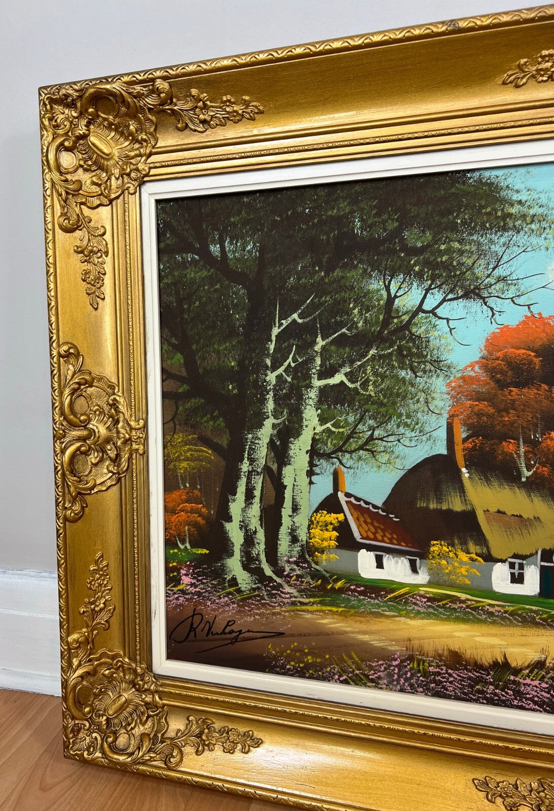 Oil Painting Vintage French Framed Landscape Artwork Large Wall Art LOT 51264