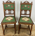 Pair of Chairs Antique French Style Oak Floral Upholstered Chairs LOT 6515