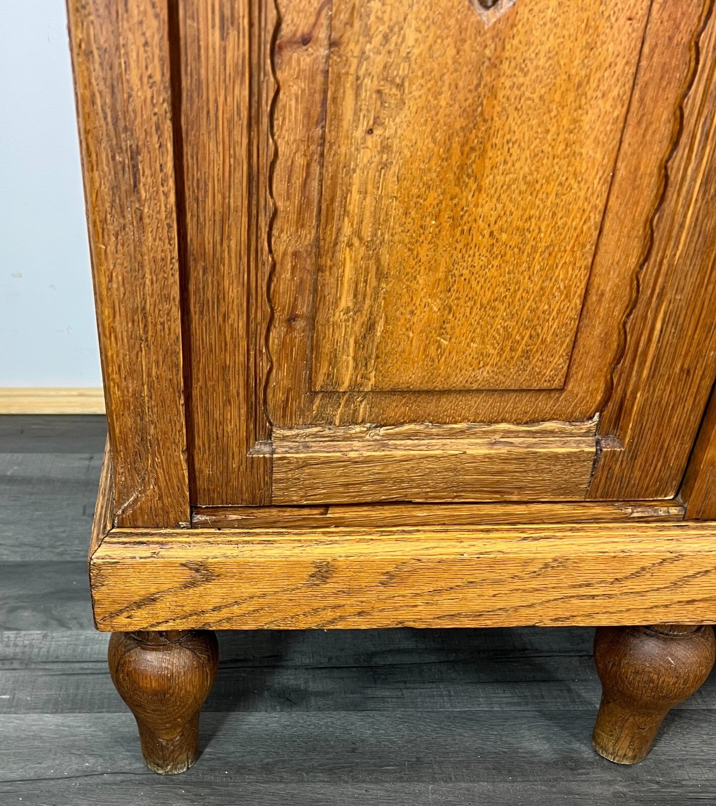 Sideboard Antique French Marble Top Cabinet Carved Storage Cupboard LOT 23715