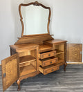 Vintage Dressing Table with Mirror French Oak Louis Vanity Table Makeup LOT 457015
