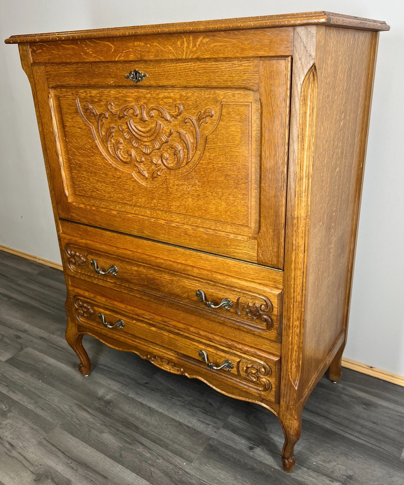 Cabinet Vintage French Louis XIV Style Drop Front Cupboard Sideboard LOT 26462