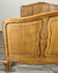 Bed Vintage French Louis XVI King Size Bed Frame Oak Carved Headboard LOT 47014