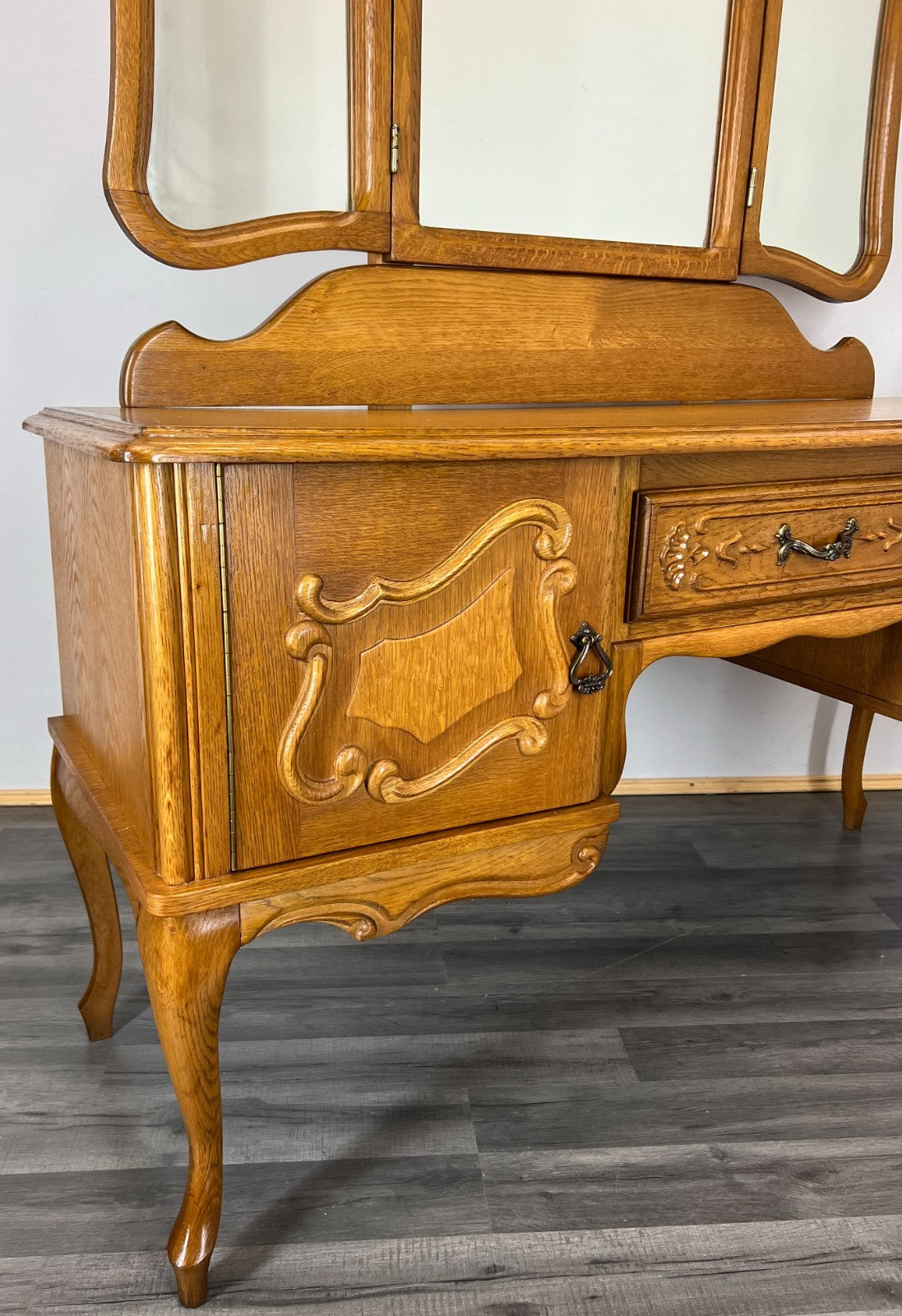 Dressing Table with Mirror Vintage French Oak Louis Vanity Table Makeup LOT 31971