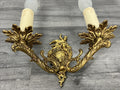 Vintage French Wall Light Brass Cherub Double Arm Rococo Sconce LOT 44116