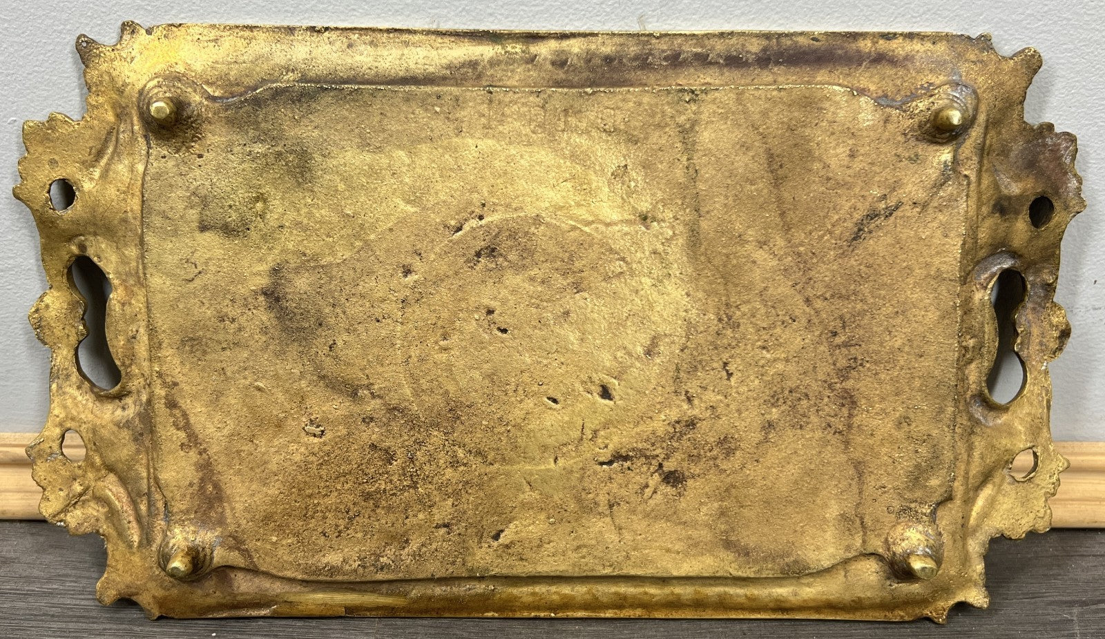 Tray Antique French Brass Ornate Serving Tray with Handles Decorative LOT 44598