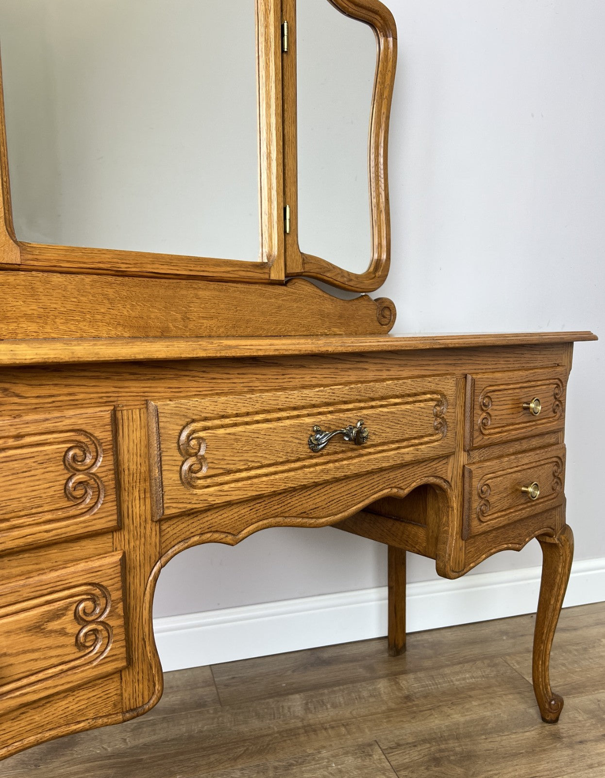 Dressing Table with Mirror Vintage French Oak Louis Vanity Table Makeup LOT 63219