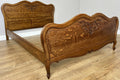 Bed Vintage French Louis XVI Double Bed Frame Oak Carved Headboard LOT 48761