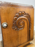 Bedside Table Antique French Art Deco Marble Top Oak Cabinet Nightstand LOT 62385