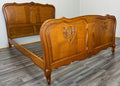 Bed Vintage French Louis XVI Oak Double Bed Frame Carved Headboard LOT 37911