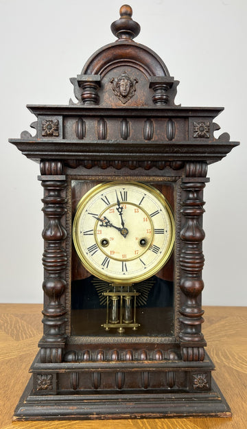 Clock Vintage Junghans Wooden Mantel Clock Glass Door Table Clock LOT 60550