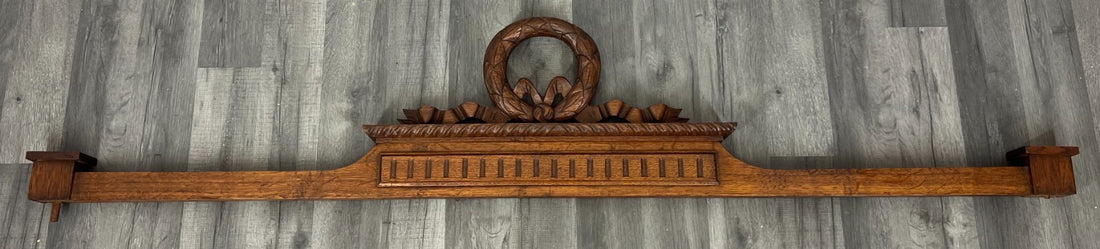 Pediment Antique French Hand Carved Oak Crown Crest Architectural LOT 70240